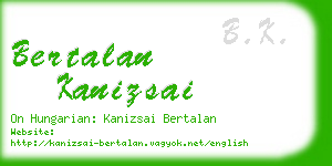 bertalan kanizsai business card